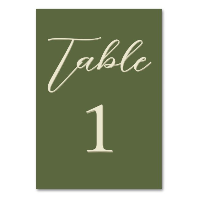 Numéro De Table Mariage Olive & Beige (Par défaut)