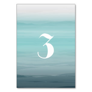 Numéro De Table Mariage Ombre Turquoise inspiré par l'aquarelle