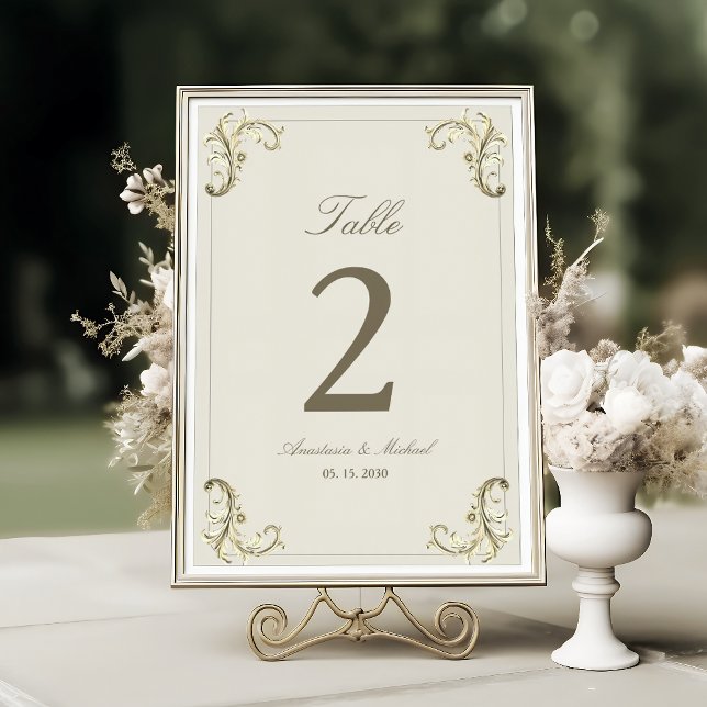 Numéro De Table Mariage Or Baroque Vintage (Créateur téléchargé)