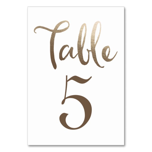 Numéro de table Mariage or Cartes de typographie (Par défaut)