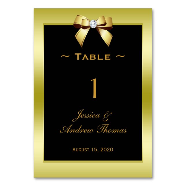 Numéro De Table Mariage Or Glamourueux Arc & Noir (Par défaut)