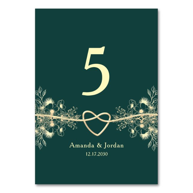 Numéro De Table Mariage Or Vert Emeraude (Par défaut)