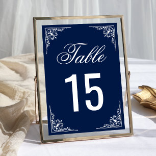 Numéro De Table Mariage Orné Bleu Minuit