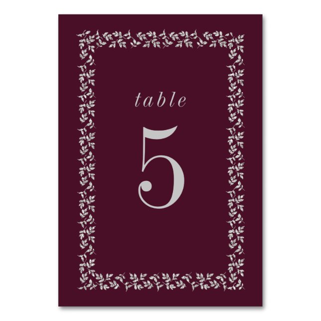 Numéro De Table Mariage Pailleté Argent Plum  (Par défaut)