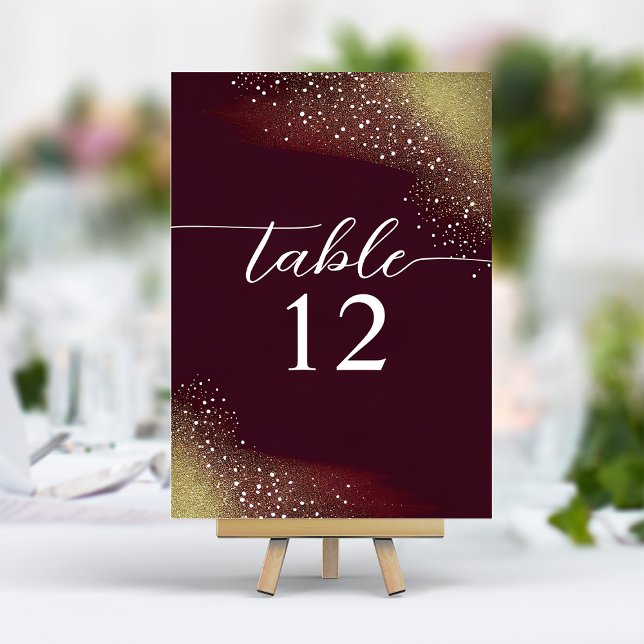 Numéro De Table Mariage Pailleté Bourgogne Et Or (Créateur téléchargé)