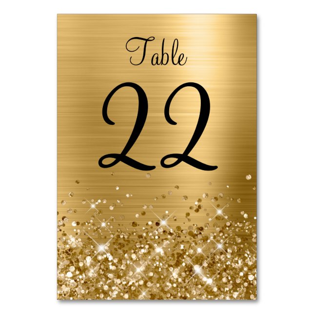 Numéro De Table Mariage Pailleté Or Feuille (Par défaut)