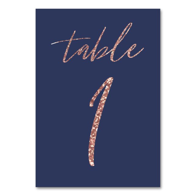 Numéro De Table Mariage Pailleté Rose Gold et Bleu Glam (Par défaut)