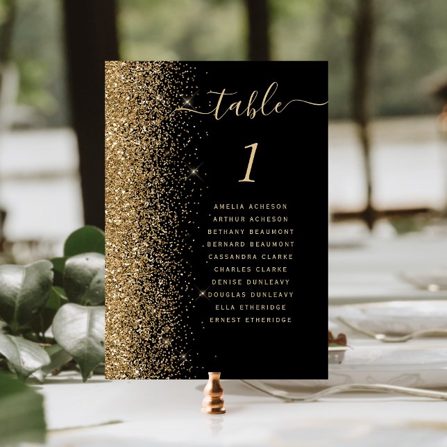 Numéro De Table Mariage Paillettes Or Noir (Créateur téléchargé)