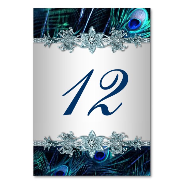 Numéro De Table Mariage Paon Bleu Royal (Par défaut)