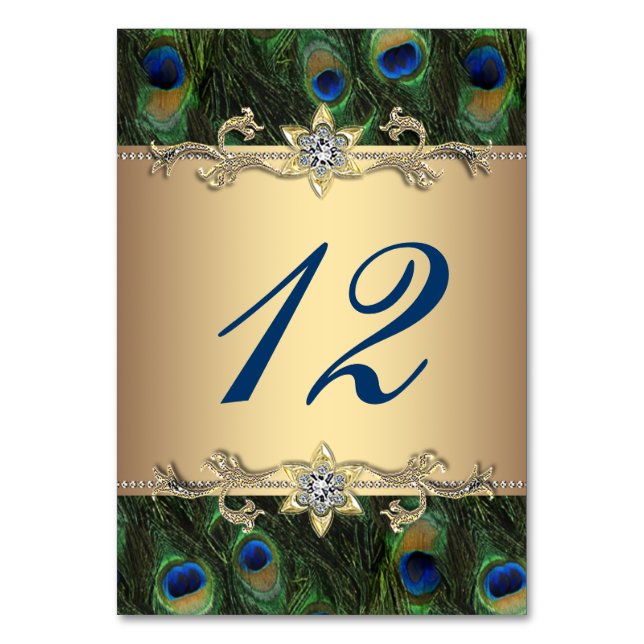 Numéro De Table Mariage Paon Doré (Par défaut)