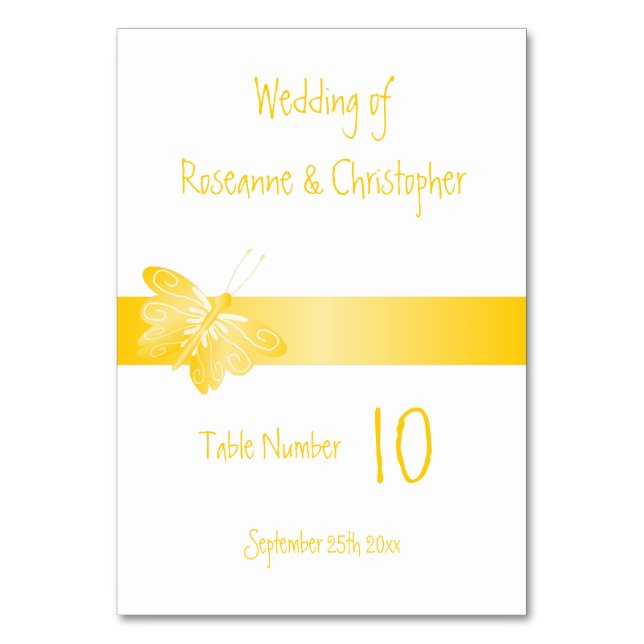 Numéro de table mariage Papillon jaune (Par défaut)