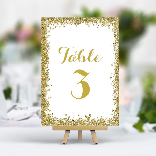 Numéro De Table Mariage Parties scintillant Gold Confetti (Créateur téléchargé)
