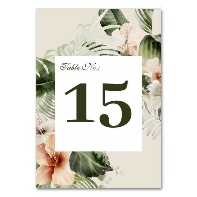 Numéro De Table Mariage pastel hibiscus boho tropical (Par défaut)