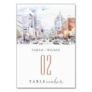 Numéro De Table Mariage Paysage Aquarelle Omaha Nebraska