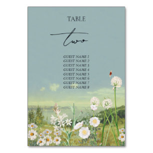Numéro De Table Mariage Paysage de montagne Fleur sauvage aquarell