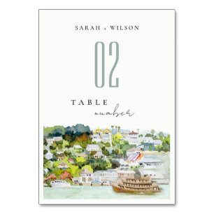 Numéro De Table Mariage paysager Elegant River Cruise Country