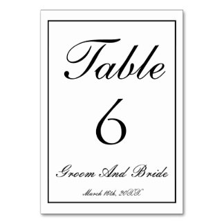 Numéro De Table Mariage personnalisé en N&B