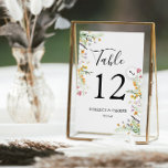 Numéro De Table Mariage personnalisé fleur sauvage<br><div class="desc">Carte de numéro de table fleur sauvage,  personnalisée avec le nom de la mariée et de la mariée.</div>