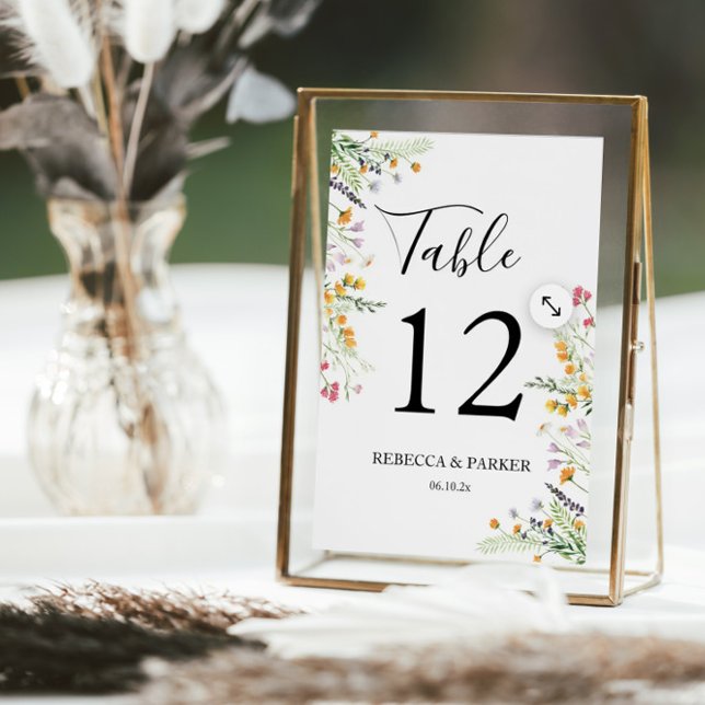 Numéro De Table Mariage personnalisé fleur sauvage (Créateur téléchargé)