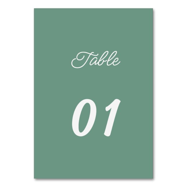 Numéro De Table Mariage personnalisé vert simple (Par défaut)