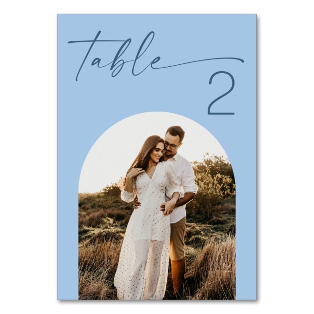 Numéro De Table Mariage Photo Arc-en-ciel Bleu Pastel. Moderne Côt (Par défaut)
