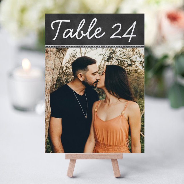 Numéro De Table Mariage Photo Ardoise Rustique (Créateur téléchargé)
