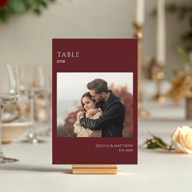 Numéro De Table Mariage Photo Bohème Bourgogne (Créateur téléchargé)