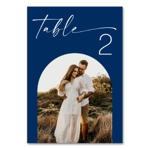 Numéro De Table Mariage Photo Classique Profond Bleu Marine Côtièr
