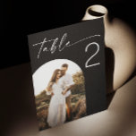 Numéro De Table Mariage photo en arceau noir élégant minimaliste<br><div class="desc">Élégant script minimaliste mariage Numéro de table avec photo en arc. Veuillez me contacter si vous avez besoin d'autres articles.</div>