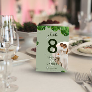 Numéro De Table Mariage photo Feuille Wild Tropical & Lush Palm