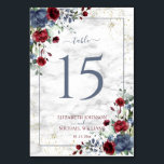 Numéro De Table Mariage photo floral bleu bleu clair Bourgogne<br><div class="desc">Créez le cadre parfait de la réception avec ce design floral à l'aquarelle bleu poussiéreux et bordeaux marsala tendance,  avec un arrière - plan en marbre de carrera,  typographie de script lettré à la main et poussière d'or faux. Copyright Invitations élégants,  tous droits réservés.</div>