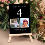 Numéro De Table Mariage Photo Fun Black<br><div class="desc">Amusez-vous avec votre décor de réception de mariage avec ces cartes de numéro de table en noir et blanc où chaque numéro de table correspond aux photos de la mariée et du marié à ce même âge. Par exemple, pour le tableau 5, personnalisez le numéro de tableau avec "5" et...</div>