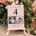 Numéro De Table Mariage Photo Fun Blush Pink<br><div class="desc">Numéros de table d'accueil de mariage rose vif et amusant. Chaque numéro de tableau correspond à des photos de la mariée et du marié à ce même âge (p. ex., pour le tableau 4, ajouter des photos de la mariée et du marié à l'âge de 4 ans). Si vous avez...</div>