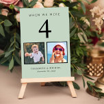 Numéro De Table Mariage Photo Fun Sage Green<br><div class="desc">Numéros de table de réception de mariage vert et amusant. Chaque numéro de tableau correspond aux photos de la mariée et du marié à ce même âge. Par exemple, pour le tableau 4, personnalisez le numéro de tableau avec "4" et ajoutez des photos de la mariée et du marié à...</div>