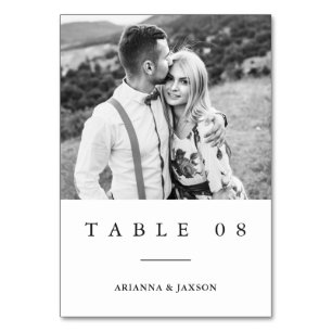 Numéro De Table Mariage photo minimaliste noir blanc