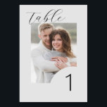 Numéro De Table Mariage photo minimaliste personnalisé Fiançailles<br><div class="desc">Description : Faites une déclaration personnelle à votre réception de mariage avec ces Mariages photo minimalistes personnalisés Fiançailles Numéros de table modernes. Présentant vos photos de fiançailles sur chaque table, ces numéros de table ajoutent une touche unique et sentimentale à votre décor mariage. Customiser chaque numéro de table est une...</div>