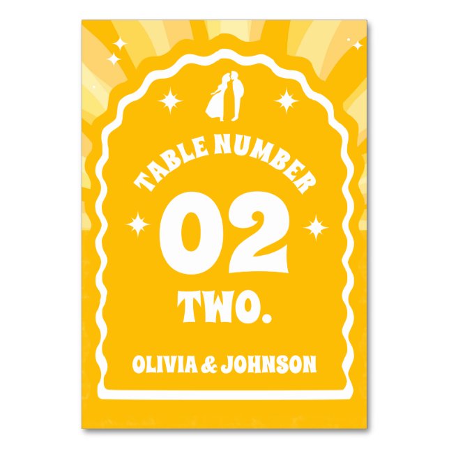 Numéro De Table Mariage photo moderne Bold Sunshine Wavy Arch (Par défaut)