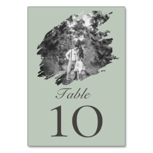 Numéro De Table Mariage photo moderne Brushstroke   Vert sage