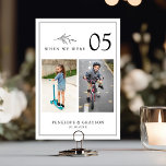 Numéro De Table Mariage photo moderne minimaliste noir et blanc<br><div class="desc">Mariage intemporel Les numéros de table avec photos présentent un monogramme minimaliste avec une délicate couronne. Parfait pour les mariages classiques ou traditionnels, la typographie épurée et l'élégance simple en font un choix polyvalent. Entièrement personnalisable pour correspondre à votre journée spéciale, cette invitation allie sophistication classique et charme moderne. Pour...</div>