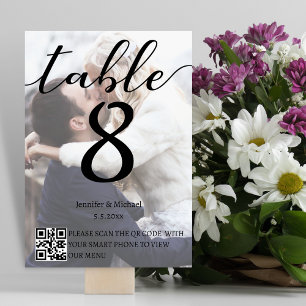 Numéro De Table mariage photo moderne qr code menu et table