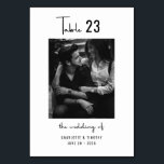 Numéro De Table Mariage photo noir blanc minimal<br><div class="desc">Carte de numéro de table de Mariage de script noir minimal,  customisez ce produit avec le numéro de table dont vous avez besoin et votre image de choix ainsi que les noms et la date du mariage. Cet élément fait partie d'une collection avec plus d'éléments correspondants.</div>