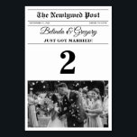 Numéro De Table Mariage photo noir et blanc du journal mariage<br><div class="desc">Un design mariage de style journal amusant. Ce thème mariage de journal a été conçu pour imiter un journal traditionnel avec des titres customisés, des textes et des photos en noir et blanc. Ce modèle de journal changera automatiquement vos photos téléchargées en noir et blanc, il faut donc les changer....</div>