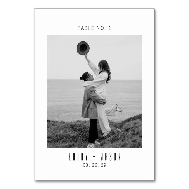 Numéro De Table Mariage Photo Typographie Moderne  (Par défaut)