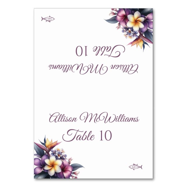 Numéro De Table Mariage Place carte-Tropical Floral-Fish Icon- (Par défaut)