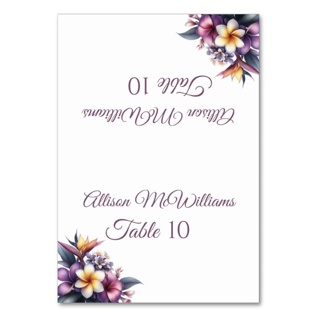 Numéro De Table Mariage Place carte-Tropical Floral-Végétarien- (Par défaut)