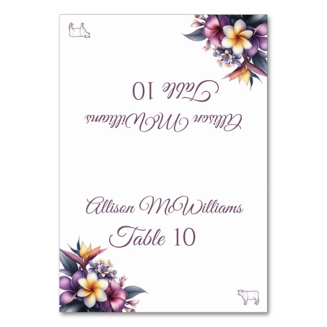 Numéro De Table Mariage Place carte-Tropical Floral-Viande- (Par défaut)