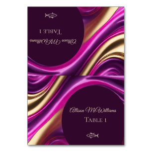 Numéro De Table Mariage Placer les cartes-Poisson Icon-Purple et O