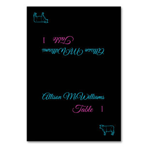 Numéro De Table Mariage Placer les cartes-Viande Icône-Bleu et Ros