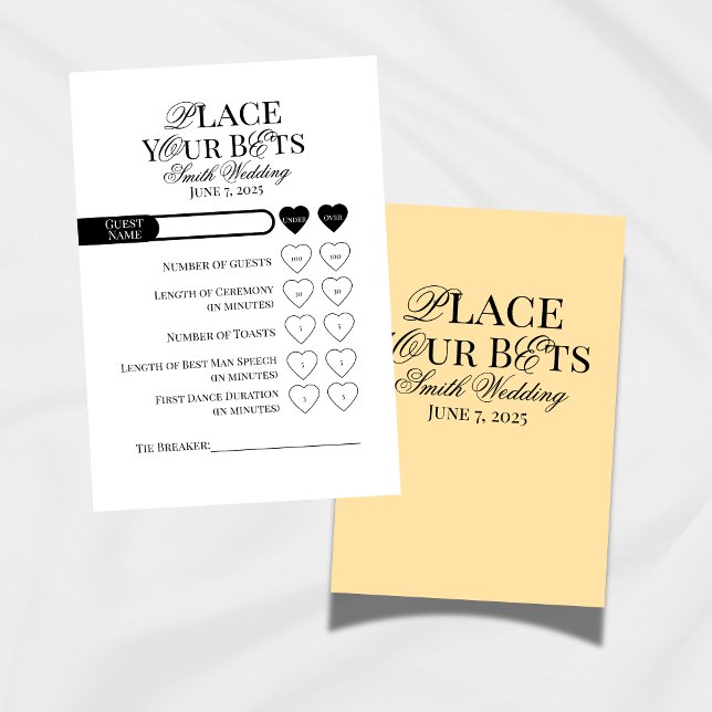 Numéro De Table Mariage Placez vos paris Modèle modifiable (Add extra excitement to your wedding day with this fun "Place Your Bets" Wedding Game!)