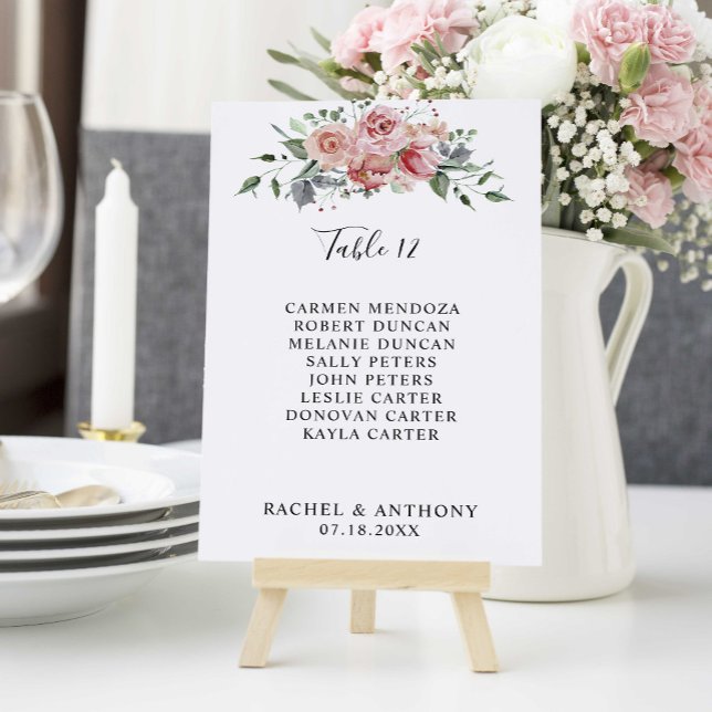 Numéro De Table Mariage Plastique floral rose pâle (Créateur téléchargé)